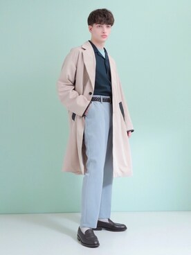 「EMMA CLOTHES（エマクローズ）のアイテム（チェスターコート）」を使った、EMMA CLOTHESさん（メンズ・178cm）の冬コーディネート