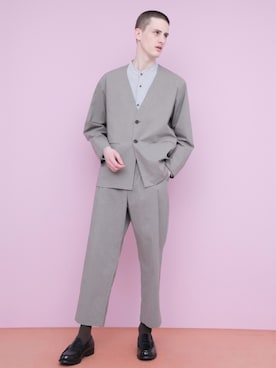 「EMMA CLOTHES（エマクローズ）のアイテム（ノーカラージャケット）」を使った、EMMA CLOTHESさん（メンズ・178cm）の春コーディネート
