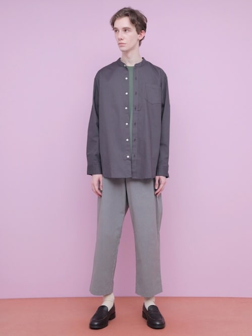 EMMA CLOTHESEMMA CLOTHES����̃V���c/�u���E�X�uLINEN×COTTON�I�[�o�[�T�C�Y�X�g���b�`�o���h�J���[�V���c�iEMMA CLOTHES�b�G�}�N���[�Y�j�v���g�����R�[�f�B�l�[�g