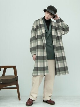 「EMMA CLOTHES（エマクローズ）のアイテム（ステンカラーコート）」を使った、EMMA CLOTHESさん（メンズ・178cm）の秋コーディネート
