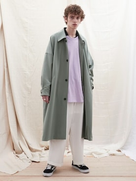 「EMMA CLOTHES（エマクローズ）のアイテム（ステンカラーコート）」を使った、EMMA CLOTHESさん（メンズ・181cm）の冬コーディネート