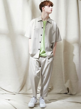 「EMMA CLOTHES（エマクローズ）のアイテム（セットアップ）」を使った、EMMA CLOTHESさん（メンズ・178cm）の夏コーディネート