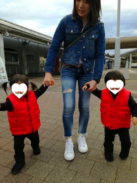 「Ungrid（アングリッド）のフレイドヘムストスリ（デニムパンツ）」を使った、☺︎HITOMI☺︎さん（レディース・160cm）の冬コーディネート