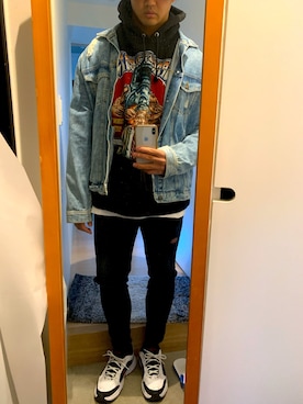 「H&M（エイチ・アンド・エム）のアイテム（ジャケット/アウター）」を使った、Nezumi4612さん（メンズ・181cm・20代）の冬コーディネート