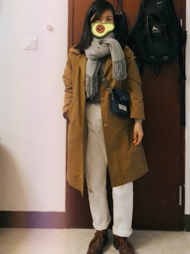 「休日と詩のアイテム（その他トップス、ブラウン系）」を使った、Jamie Woodさん（レディース・157cm）の冬コーディネート
