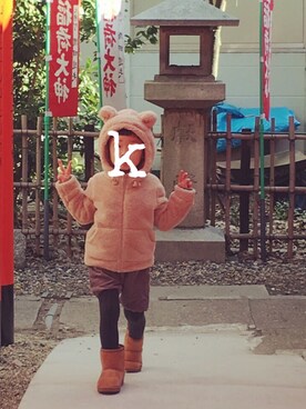 「BEAMS（ビームス）のアイテム（シューズ）」を使った、kemuuuさん（キッズ・100cm）の冬コーディネート