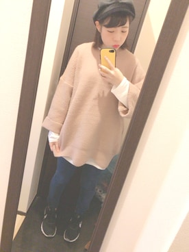 「DHOLIC（ディーホリック）のアイテム（キャスケット）」を使った、 *  yori   *さん（レディース・154cm）の冬コーディネート