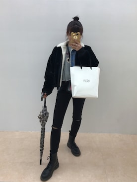 「niko and...（ニコアンド）のアイテム（MA-1）」を使った、akinzelさん（レディース・159cm）の春コーディネート