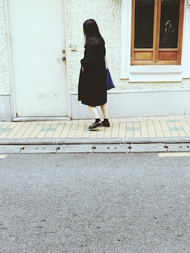 「Handmade（ハンドメイド）のアイテム（ステンカラーコート）」を使った、MikoChanさん（レディース・163cm）の冬コーディネート