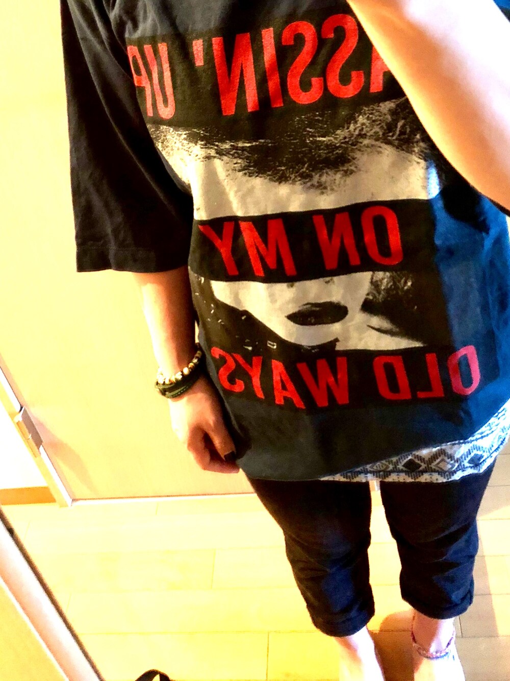 「AZUL by moussyのPASSIN UPクルーネック半袖T（Tシャツ/カットソー、グリーン系）」を使った、_ONTさん（レディース・150cm）の夏コーディネートの1枚目の写真