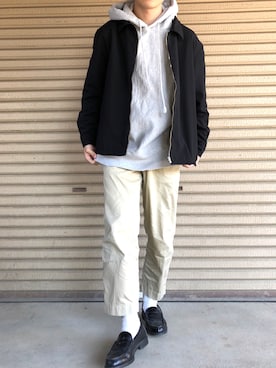 「FUDGE」｜「アイテム（ブルゾン）」を使った、ゆ っ け。さん（メンズ・172cm）の春コーディネート