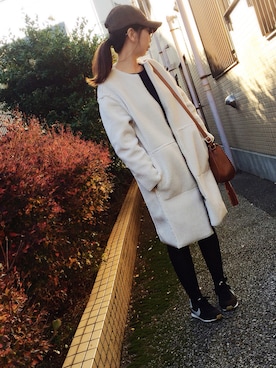 「A part by（アパートバイ）のアイテム（ムートンコート）」を使った、ことも★さん（レディース・156cm）の冬コーディネート