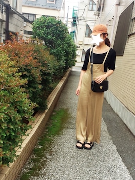 「アイテム（つなぎ/オールインワン、ベージュ系）」を使った、ことも★さん（レディース・156cm）の夏コーディネート