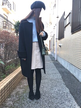 「ブルーニット」｜「アイテム（その他アウター）」を使った、ことも★さん（レディース・156cm）の冬コーディネート