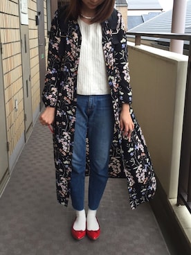 「白タイツ」｜「アイテム（シャツワンピース）」を使った、munmun☺︎さん（レディース・160cm）の春コーディネート