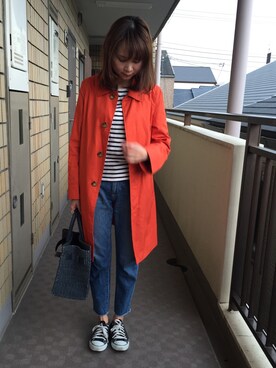 「ROPE' PICNIC（ロペピクニック）のアイテム（ステンカラーコート）」を使った、munmun☺︎さん（レディース・160cm）の春コーディネート