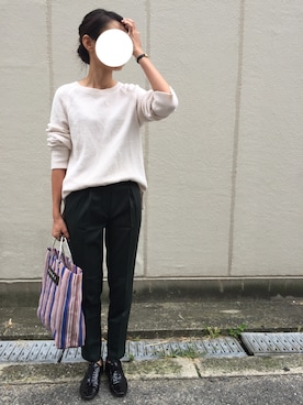 「ストライプバッグ」｜munmun☺︎さん（レディース・160cm）の秋コーディネート