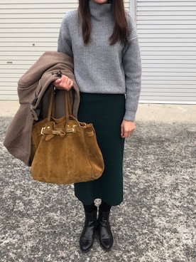 「ハイネックトップス」｜munmun☺︎さん（レディース・160cm）の冬コーディネート