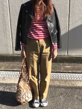 「THE SHINZONE（ザ　シンゾーン）のハイウエストチノパンツ（チノパンツ）」を使った、munmun☺︎さん（レディース・160cm）の春コーディネート