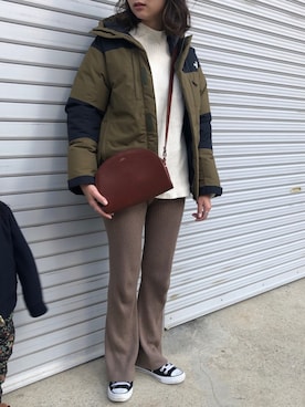 「FRAMeWORK（フレームワーク）のアイテム（レッグウェア）」を使った、munmun☺︎さん（レディース・160cm）の冬コーディネート