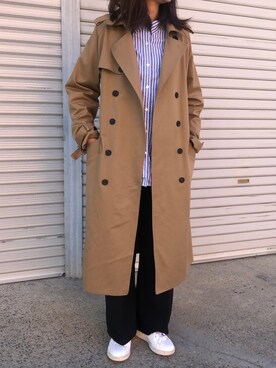 「DHOLIC（ディーホリック）のアイテム（トレンチコート）」を使った、munmun☺︎さん（レディース・160cm）の春コーディネート