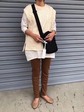 「FRAMeWORK（フレームワーク）のアイテム（レッグウェア）」を使った、munmun☺︎さん（レディース・160cm）の秋コーディネート