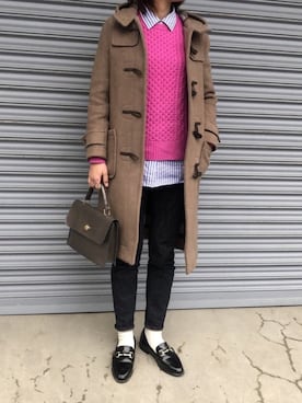 「ZOZO（ゾゾ）のスリムテーパードデニムパンツ［WOMEN］（デニムパンツ）」を使った、munmun☺︎さん（レディース・160cm）の冬コーディネート