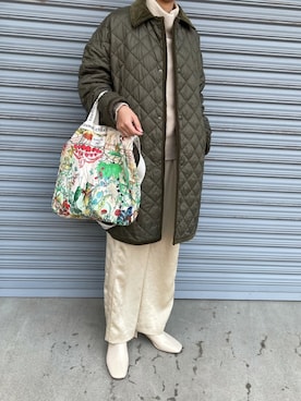 「スクエアトゥ」｜「アイテム（ミリタリージャケット）」を使った、munmun☺︎さん（レディース・160cm）の冬コーディネート