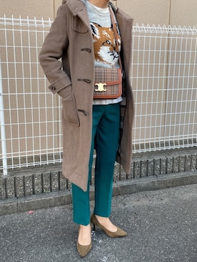 「ブラウンコーデ」｜「アイテム（ダッフルコート）」を使った、munmun☺︎さん（レディース・160cm）の冬コーディネート