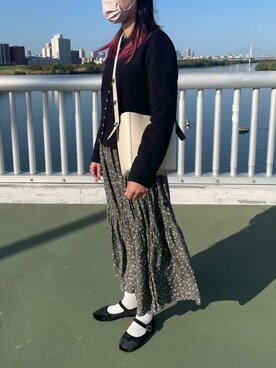「agnes b.（アニエスベー）のM001 CARDIGAN カーディガンプレッション（カーディガン/ボレロ）」を使った、munmun☺︎さん（レディース・160cm）の春コーディネート