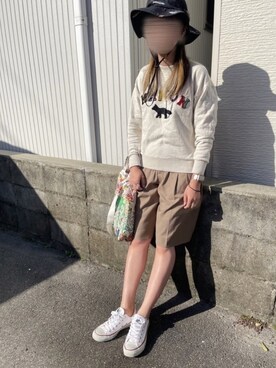 「gym master（ジムマスター）のアイテム（帽子）」を使った、munmun☺︎さん（レディース・160cm）の春コーディネート