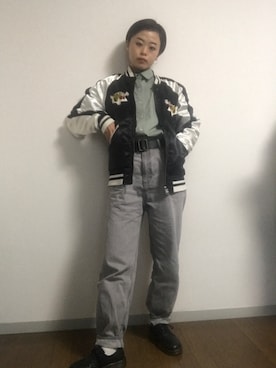 「PAGEBOY」｜「アイテム（スカジャン）」を使った、Zagiさん（レディース・152cm）の秋コーディネート