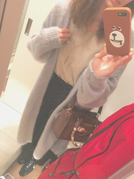 「JEANASIS（ジーナシス）のボリュームコーディガン（ジャケット/アウター、グレー系）」を使った、moca　さん（レディース・165cm）の秋コーディネート