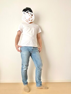 「Paul Smith（ポールスミス）のアイテム（Tシャツ/カットソー、ホワイト系）」を使った、moca　さん（レディース・165cm）の春コーディネート