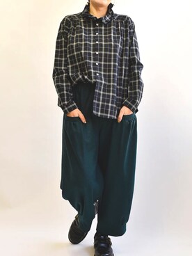 「Haddowのアイテム（シャツ/ブラウス、その他）」を使った、basco_kusakanmuriさん（レディース）の秋コーディネート