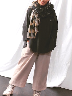 「BASCOのアイテム（ニット/セーター、グレー系）」を使った、basco_kusakanmuriさん（レディース）の秋コーディネート