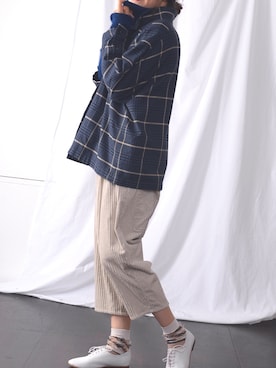 「BASCOのアイテム（ジャケット/アウター、ブルー系）」を使った、basco_kusakanmuriさん（レディース）の秋コーディネート