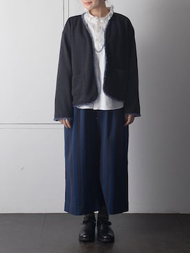 「パーティー」｜「アイテム（ノーカラージャケット）」を使った、basco_kusakanmuriさん（レディース・160cm）の冬コーディネート