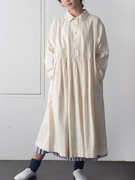 「BASCOのアイテム（ワンピース、ホワイト系）」を使った、basco_kusakanmuriさん（レディース）の冬コーディネート