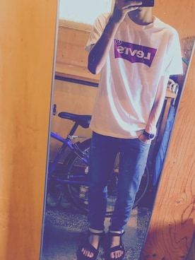 「Levi's（リーバイス）のLevi's/リーバイス バットウィングＴシャツ（Tシャツ/カットソー）」を使った、Molitakaさん（メンズ・174cm）の夏コーディネート