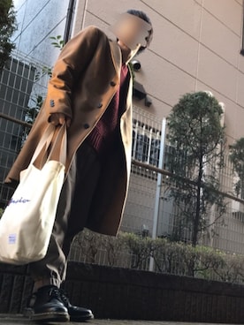 「Champion（チャンピオン）のアイテム（トートバッグ）」を使った、ぱずーさん（メンズ・166cm）の冬コーディネート