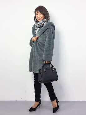 「SESTO（セスト）の7cmヒール美脚ポインテッドトゥパンプス（パンプス）」を使った、natsuさん（レディース・155cm）の冬コーディネート