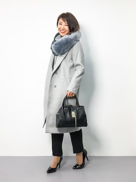 「BASE（ベース）のアイテム（ハンドバッグ）」を使った、natsuさん（レディース・155cm）の冬コーディネート