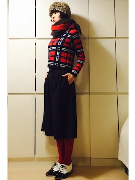 「Casselini（キャセリーニ）のアイテム（ニットキャップ/ビーニー）」を使った、caedeさん（レディース・167cm）の冬コーディネート