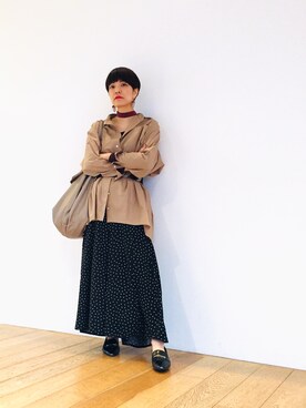 「おおぶりピアス」｜「アイテム（シャツ/ブラウス）」を使った、caedeさん（レディース・167cm）の春コーディネート