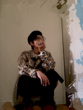 「Subciety（サブサエティ）のアイテム（ハンチング/ベレー帽）」を使った、시으【SIU】さん（メンズ・163cm）の秋コーディネート