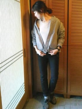 「チープカシオ」｜「アイテム（ジャケット/アウター）」を使った、minaさん（レディース・158cm）の春コーディネート