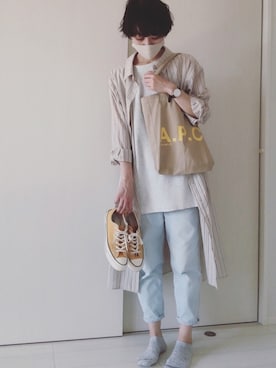 「チャックテイラー」｜「アイテム（シャツワンピース）」を使った、ｈａｒｕさん（レディース・166cm）の春コーディネート