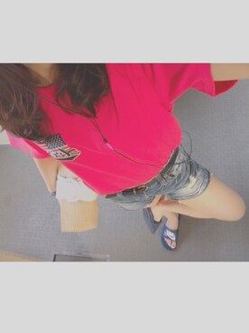 「Honeys（ハニーズ）のアイテム（クラッチバッグ）」を使った、Anriさん（レディース・161cm）の夏コーディネート