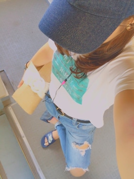 「Honeys（ハニーズ）のアイテム（クラッチバッグ）」を使った、Anriさん（レディース・161cm）の夏コーディネート